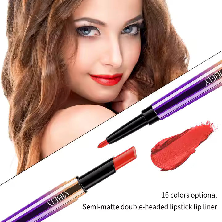 Soft Blur Velvet Lipstick – 2 in 1 Luxury Lipstick & Lip Liner (Korean Gradient Effect)