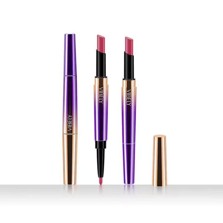 Soft Blur Velvet Lipstick – 2 in 1 Luxury Lipstick & Lip Liner (Korean Gradient Effect)