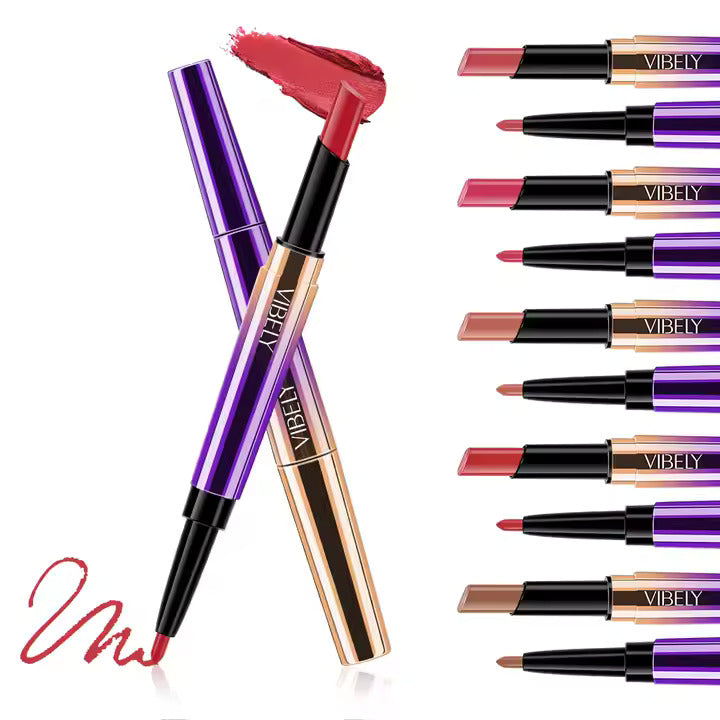 Soft Blur Velvet Lipstick – 2 in 1 Luxury Lipstick & Lip Liner (Korean Gradient Effect)
