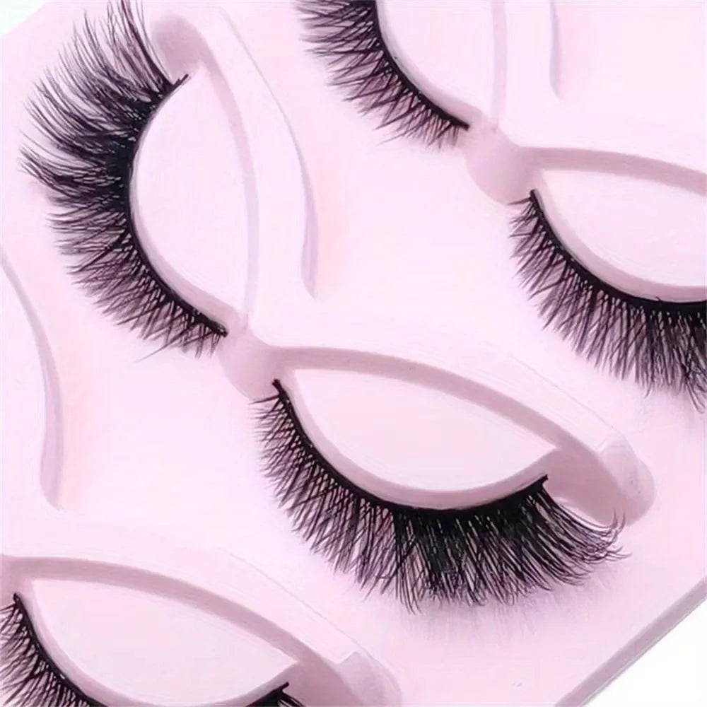 3Boxes(15 Pairs) Cat Eye Lashes Wispy Fake Lashes Fluffy Cat Eye Lashes Extensions False Eyelashe