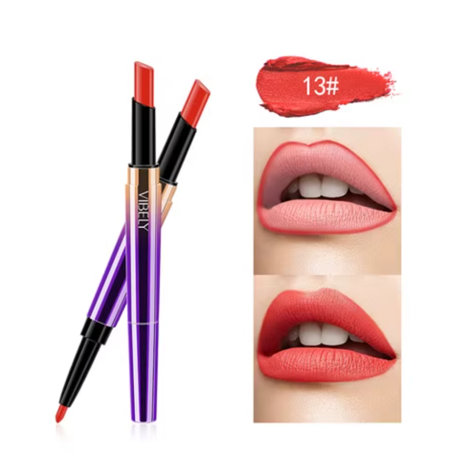 Soft Blur Velvet Lipstick – 2 in 1 Luxury Lipstick & Lip Liner (Korean Gradient Effect)