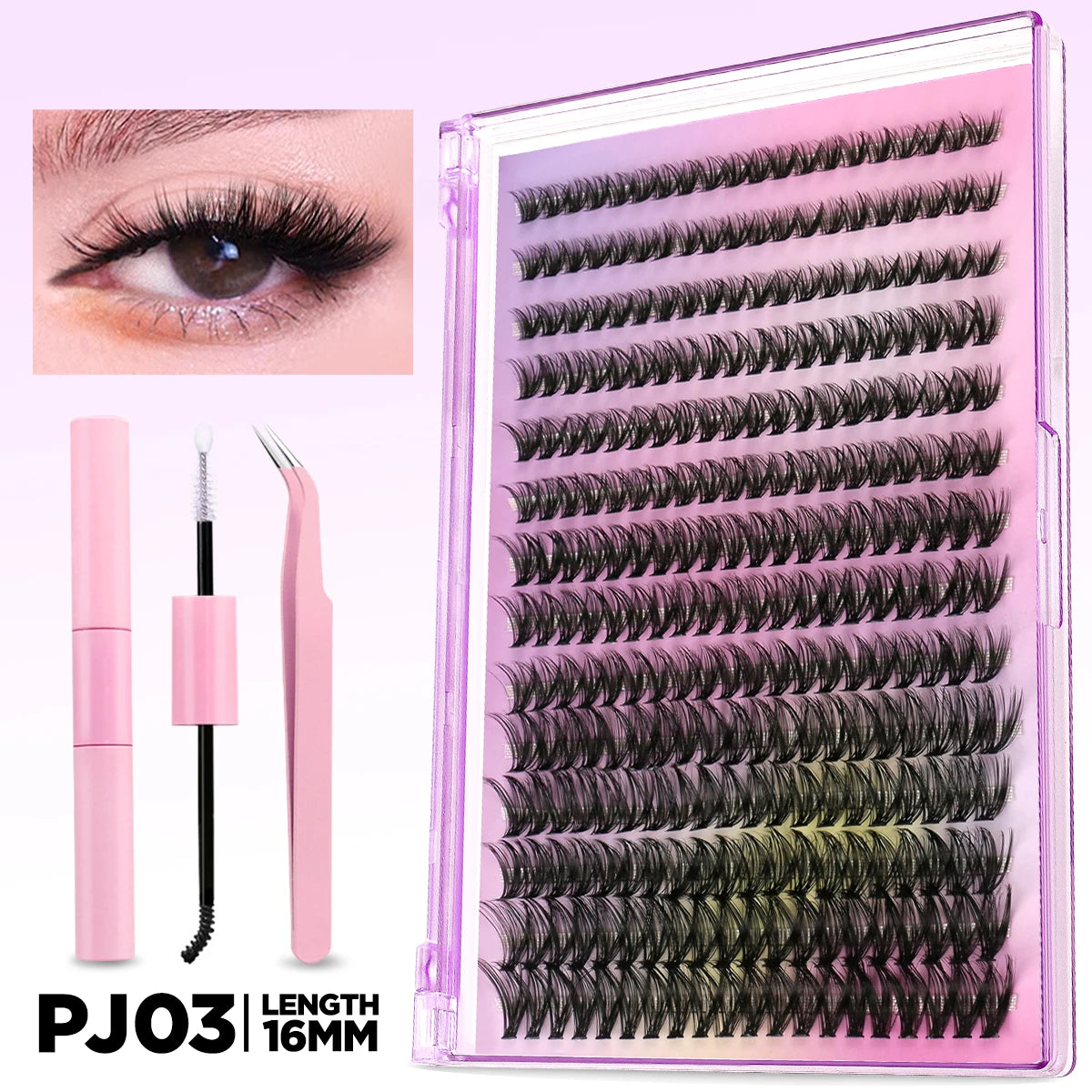 Lash Clusters Kit DIY Lash Extension Kit Individual Lashes Cluster with Lash Bond & Seal & Remover Eyelashes Extension