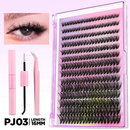 Lash Clusters Kit DIY Lash Extension Kit Individual Lashes Cluster with Lash Bond & Seal & Remover Eyelashes Extension