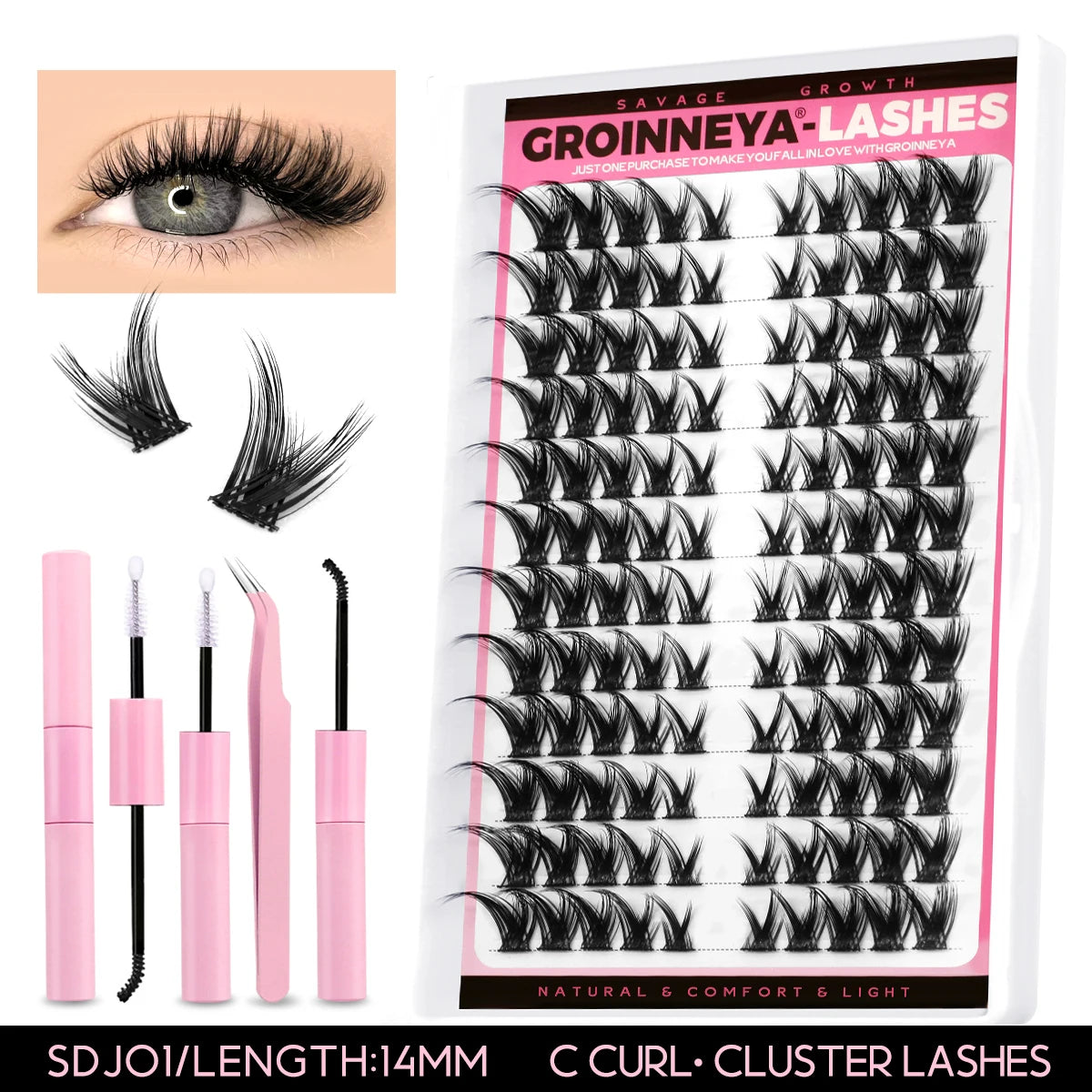 Lash Clusters Kit DIY Lash Extension Kit Individual Lashes Cluster with Lash Bond & Seal & Remover Eyelashes Extension