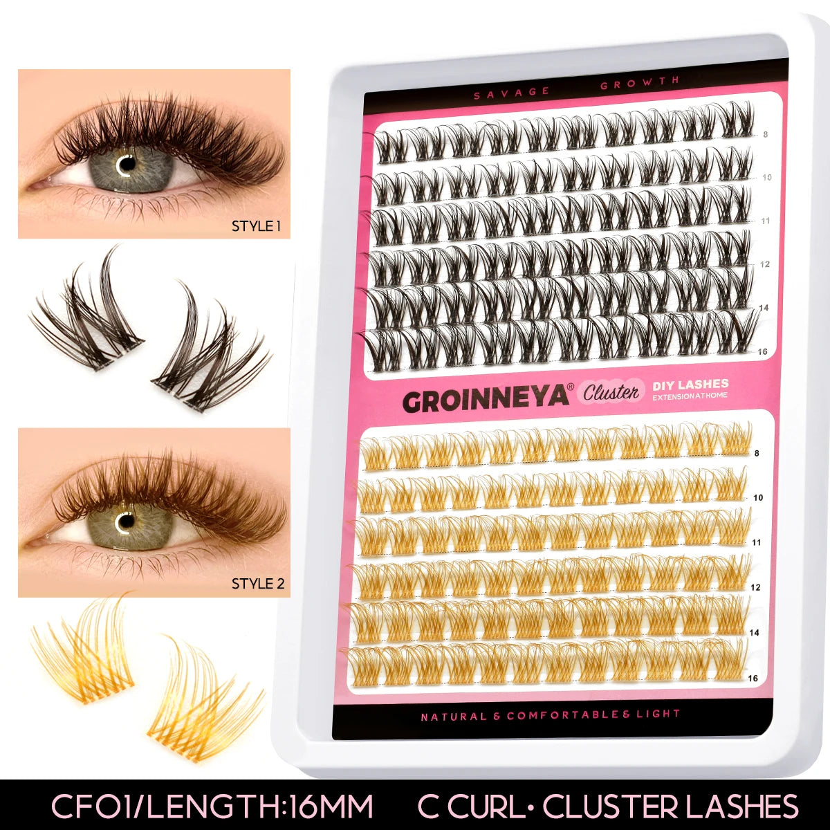 Lashes Clusters Set Extensions Kit Fake Eyelashes Mix Lash Clusters with Lash Bond Seal and Lash Applicator Tool Makeup