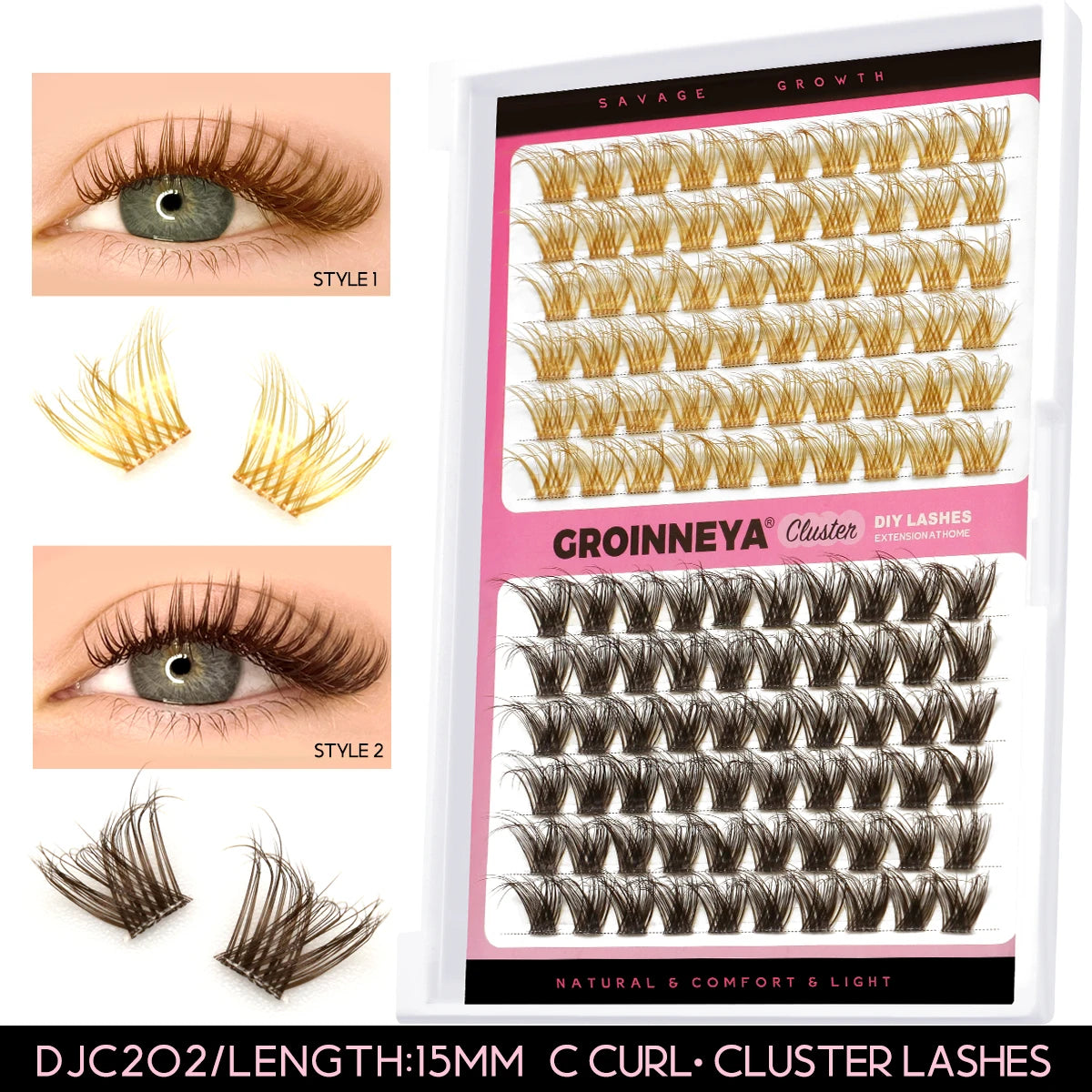 Lashes Clusters Set Extensions Kit Fake Eyelashes Mix Lash Clusters with Lash Bond Seal and Lash Applicator Tool Makeup