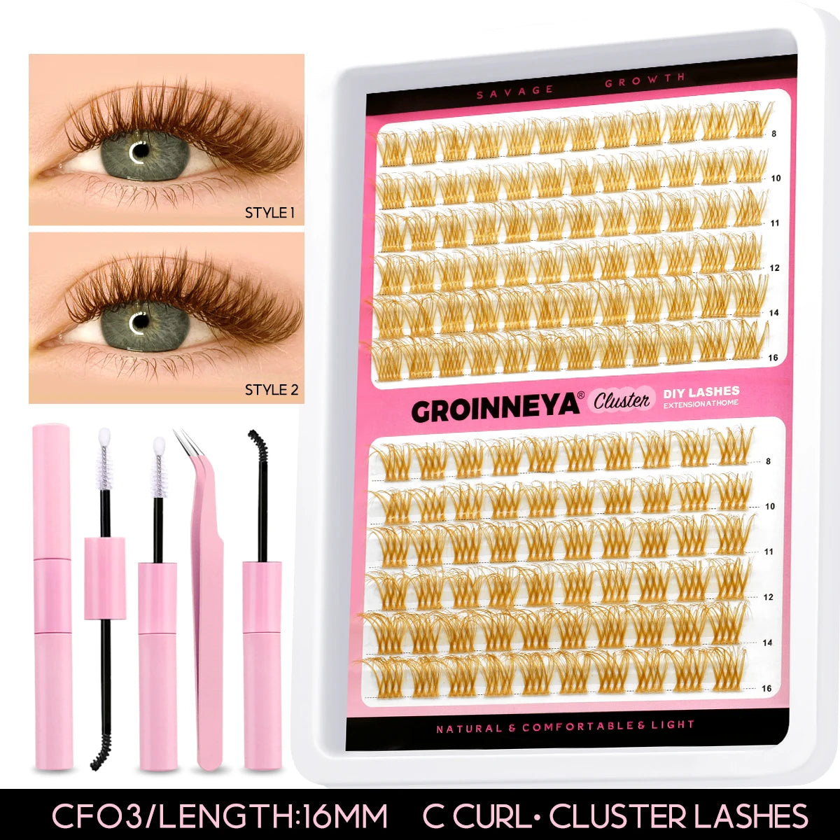 Lashes Clusters Set Extensions Kit Fake Eyelashes Mix Lash Clusters with Lash Bond Seal and Lash Applicator Tool Makeup
