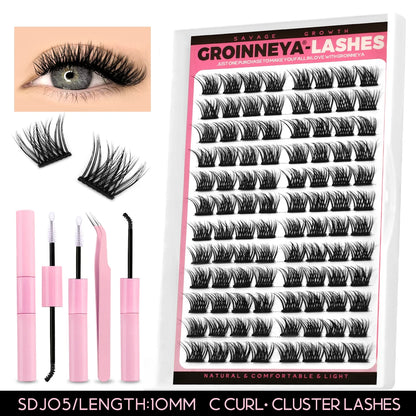 Lashes Clusters Set Extensions Kit Fake Eyelashes Mix Lash Clusters with Lash Bond Seal and Lash Applicator Tool Makeup