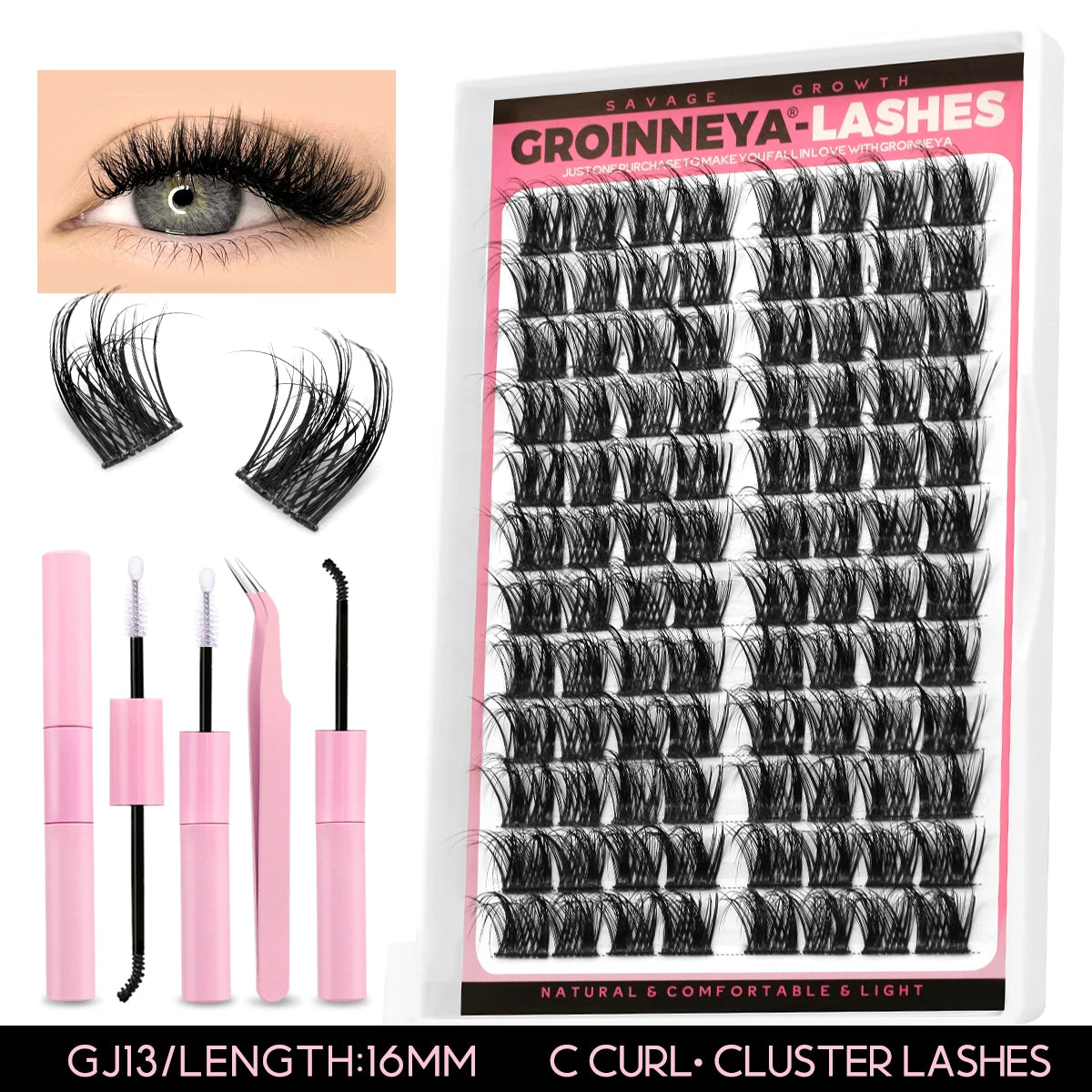 Lash Clusters Kit DIY Lash Extension Kit Individual Lashes Cluster with Lash Bond & Seal & Remover Eyelashes Extension