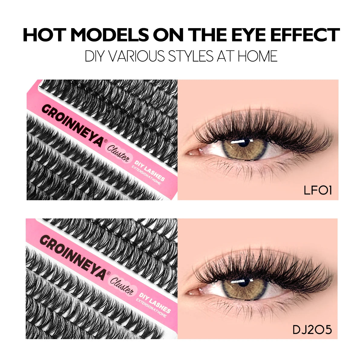 Lashes Clusters Set Extensions Kit Fake Eyelashes Mix Lash Clusters with Lash Bond Seal and Lash Applicator Tool Makeup