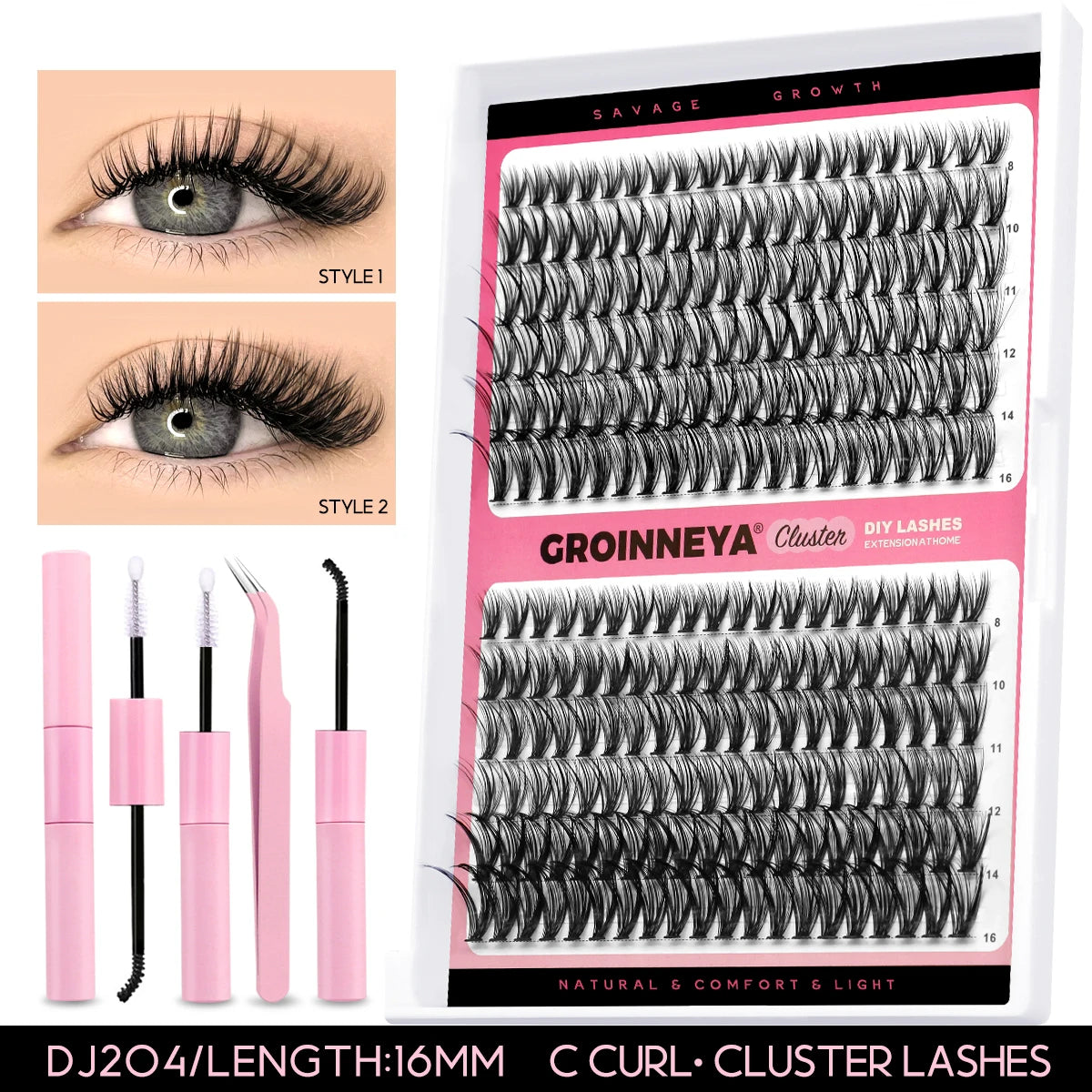 Lashes Clusters Set Extensions Kit Fake Eyelashes Mix Lash Clusters with Lash Bond Seal and Lash Applicator Tool Makeup