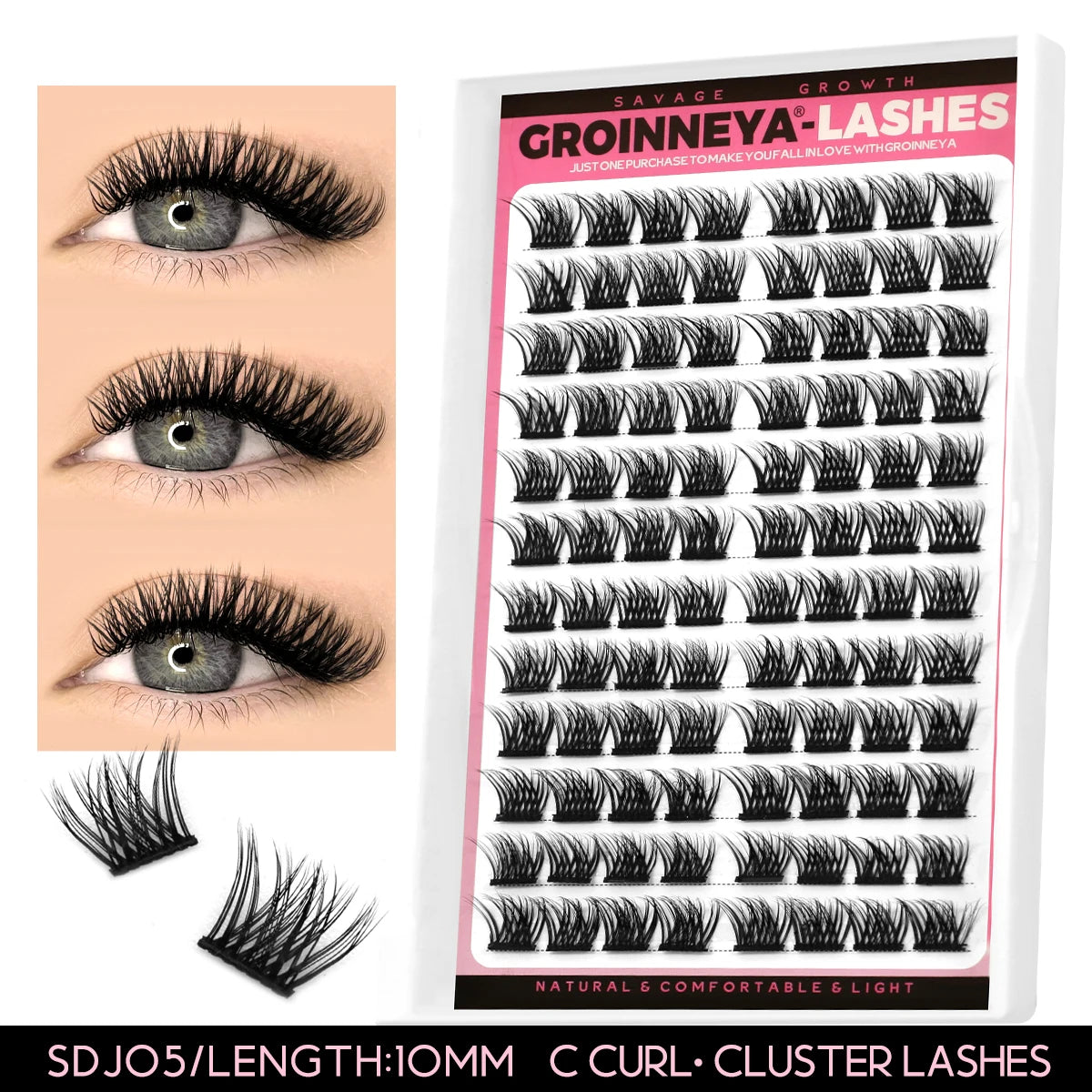 Lashes Clusters Set Extensions Kit Fake Eyelashes Mix Lash Clusters with Lash Bond Seal and Lash Applicator Tool Makeup
