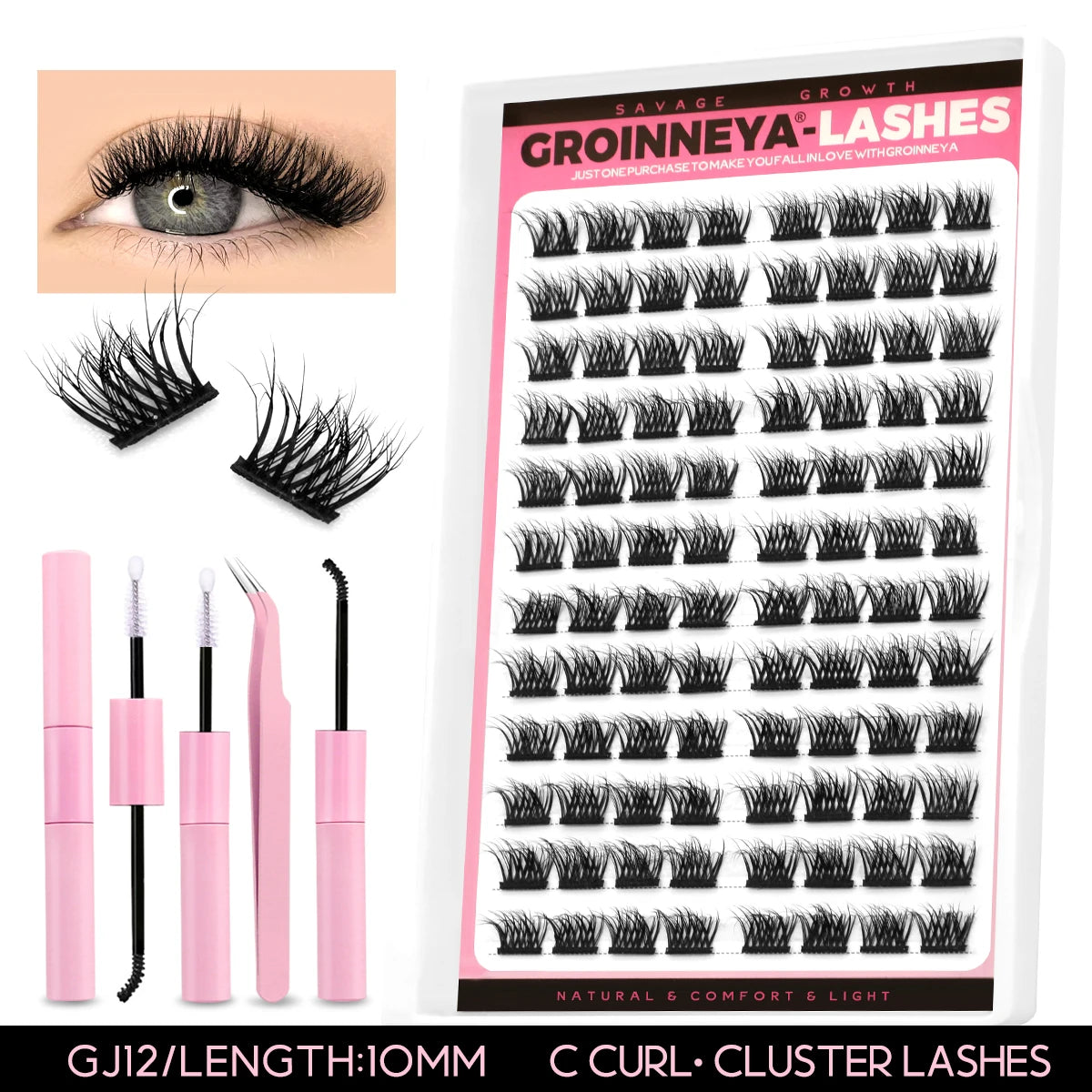 Lash Clusters Kit DIY Lash Extension Kit Individual Lashes Cluster with Lash Bond & Seal & Remover Eyelashes Extension