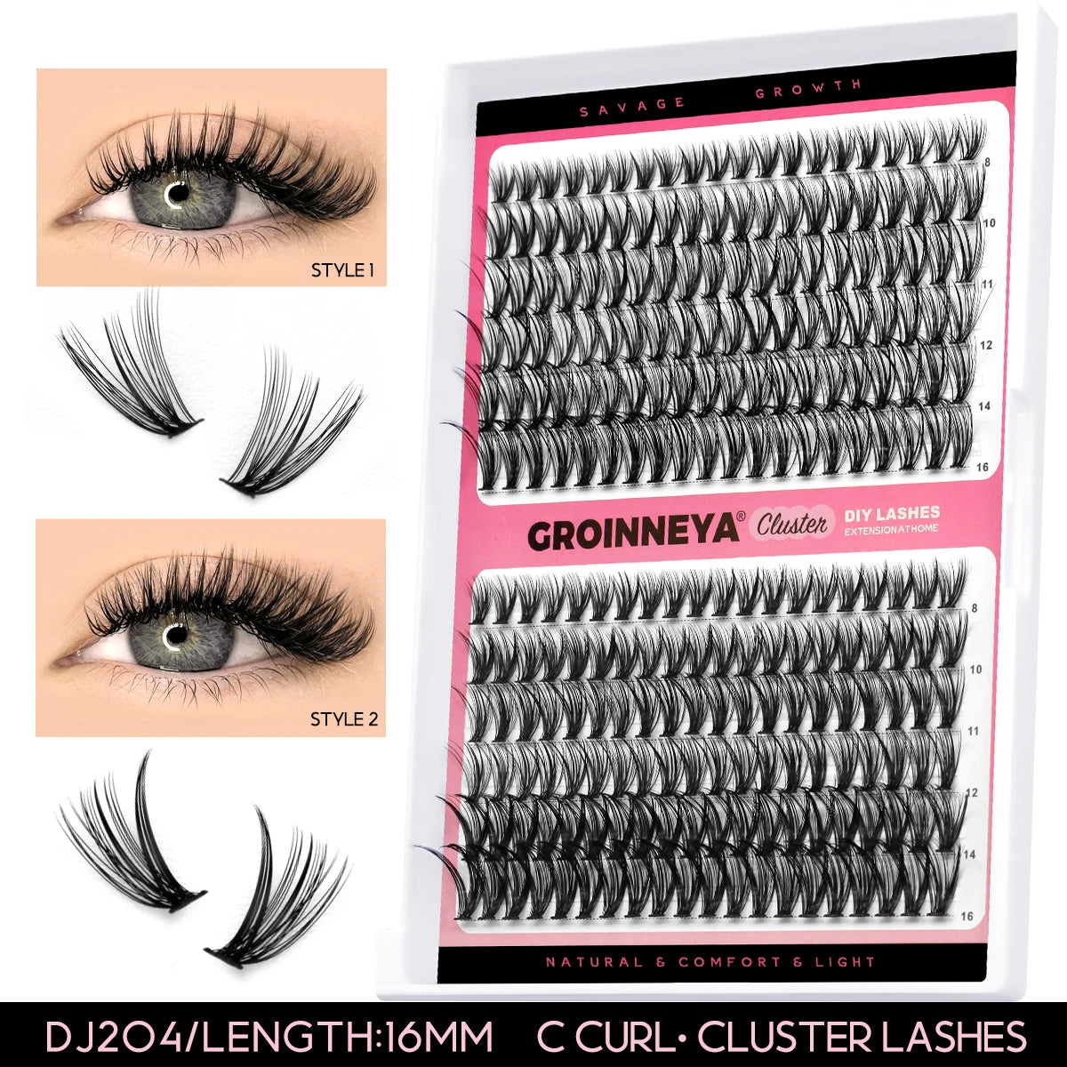 Lashes Clusters Set Extensions Kit Fake Eyelashes Mix Lash Clusters with Lash Bond Seal and Lash Applicator Tool Makeup