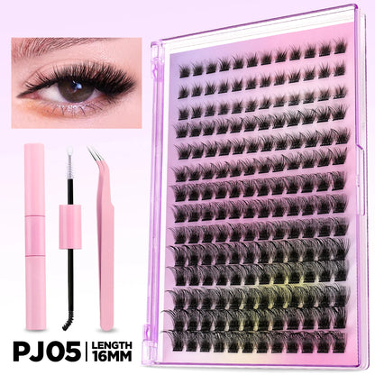 Lash Clusters Kit DIY Lash Extension Kit Individual Lashes Cluster with Lash Bond & Seal & Remover Eyelashes Extension