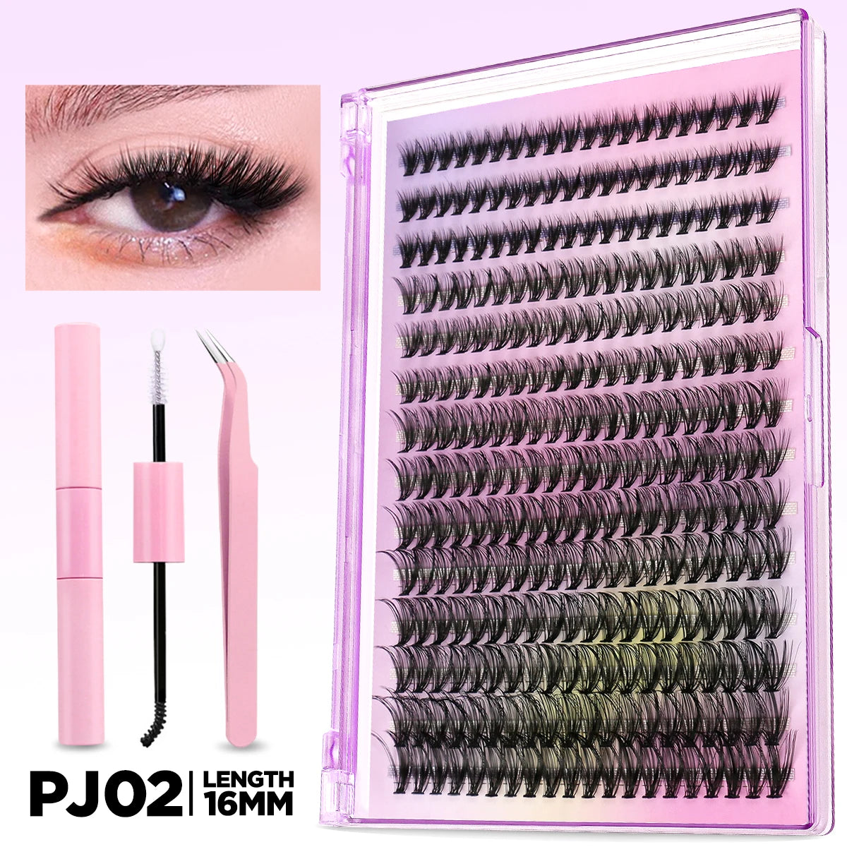 Lash Clusters Kit DIY Lash Extension Kit Individual Lashes Cluster with Lash Bond & Seal & Remover Eyelashes Extension