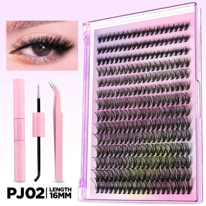 Lash Clusters Kit DIY Lash Extension Kit Individual Lashes Cluster with Lash Bond & Seal & Remover Eyelashes Extension