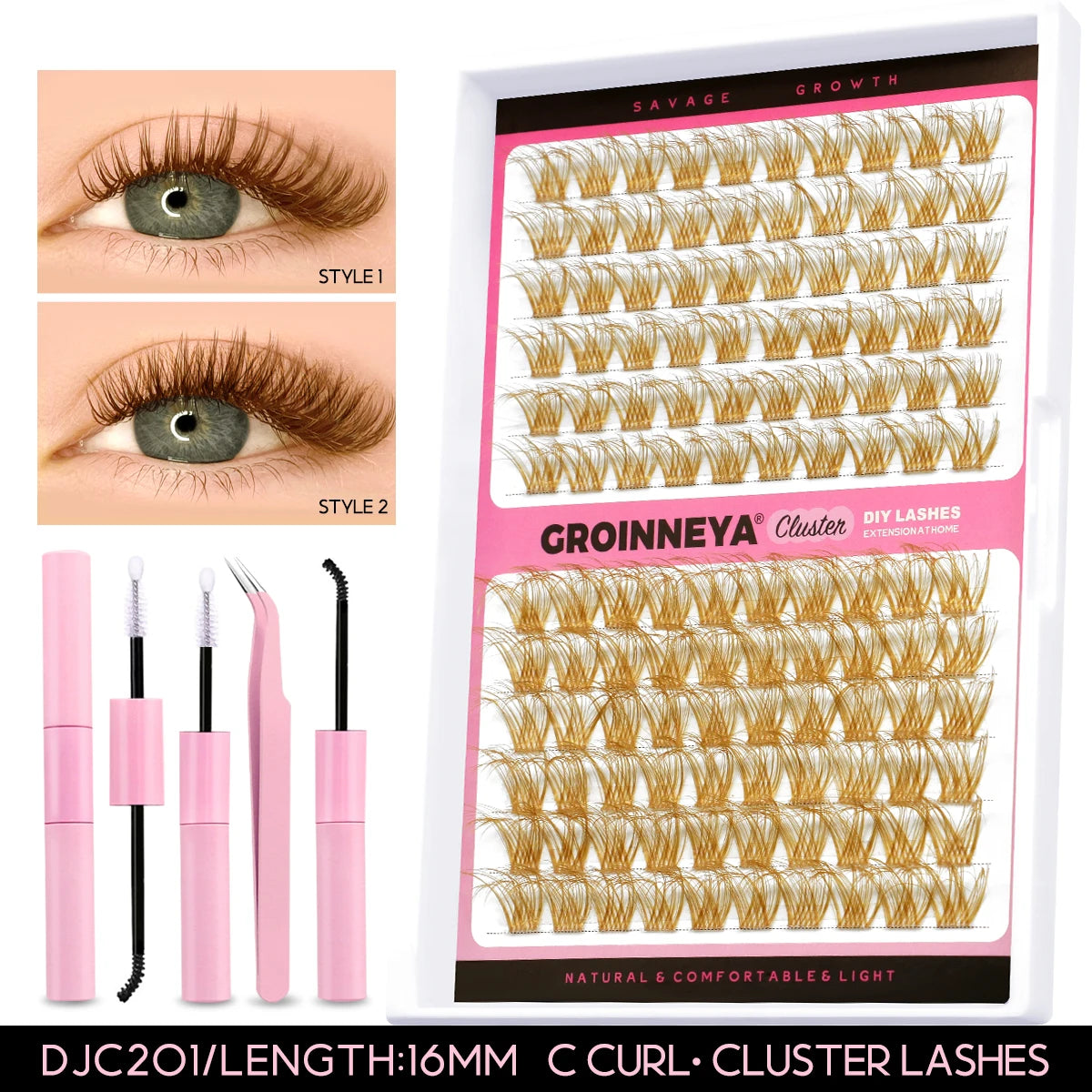 Lashes Clusters Set Extensions Kit Fake Eyelashes Mix Lash Clusters with Lash Bond Seal and Lash Applicator Tool Makeup