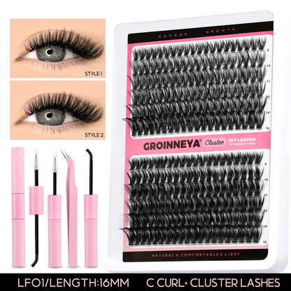 Lash Clusters Kit DIY Lash Extension Kit Individual Lashes Cluster with Lash Bond & Seal & Remover Eyelashes Extension