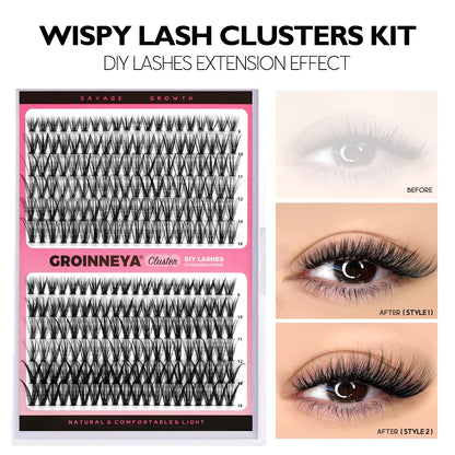 Lashes Clusters Set Extensions Kit Fake Eyelashes Mix Lash Clusters with Lash Bond Seal and Lash Applicator Tool Makeup