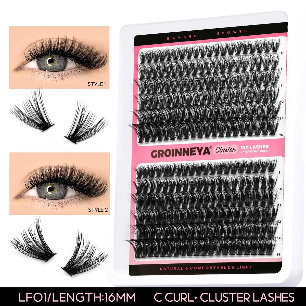 Lashes Clusters Set Extensions Kit Fake Eyelashes Mix Lash Clusters with Lash Bond Seal and Lash Applicator Tool Makeup