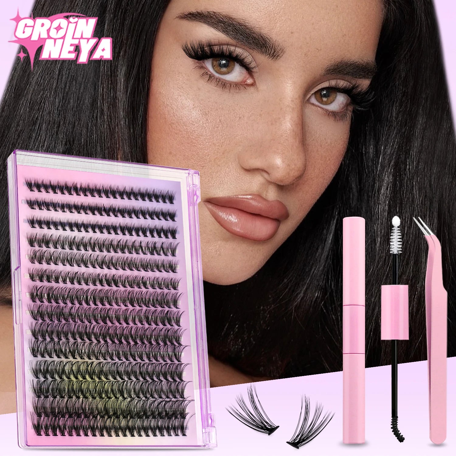 Lash Clusters Kit DIY Lash Extension Kit Individual Lashes Cluster with Lash Bond & Seal & Remover Eyelashes Extension