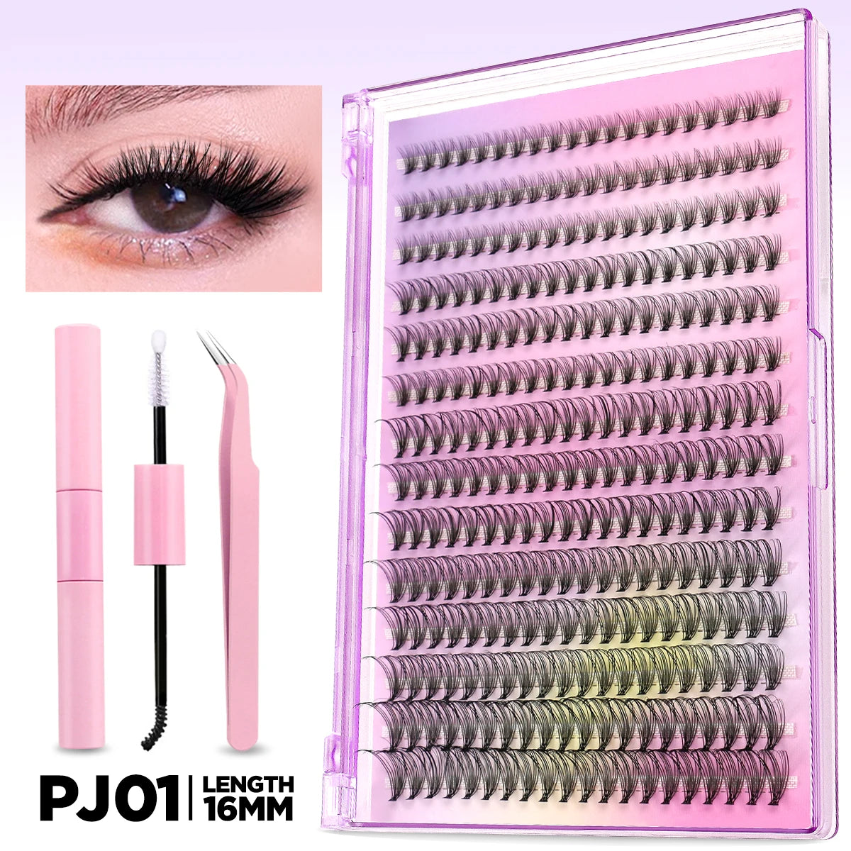 Lash Clusters Kit DIY Lash Extension Kit Individual Lashes Cluster with Lash Bond & Seal & Remover Eyelashes Extension