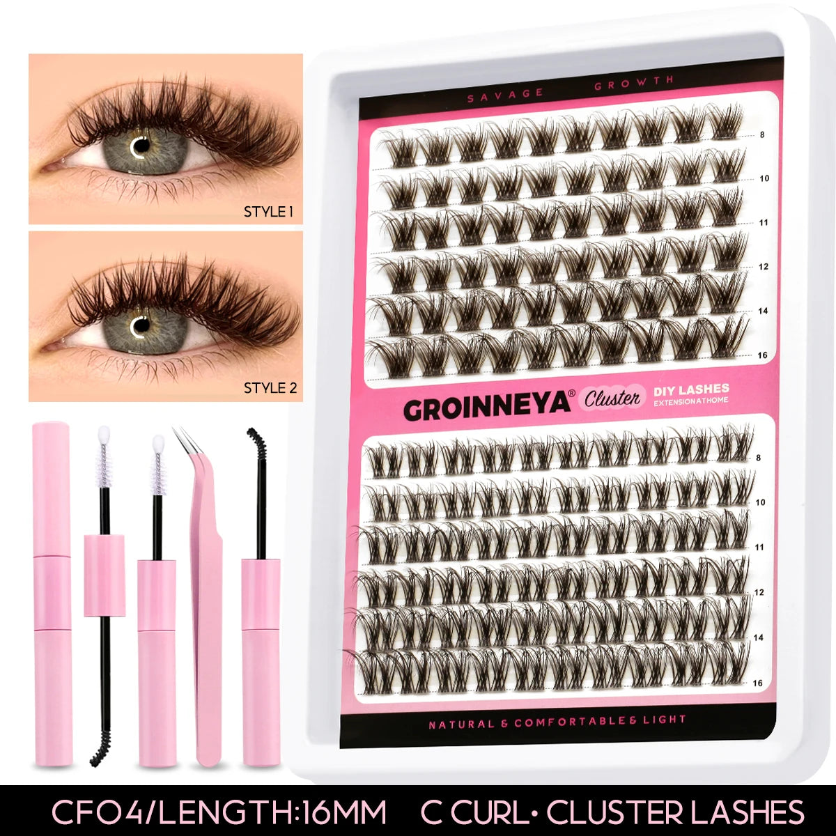 Lashes Clusters Set Extensions Kit Fake Eyelashes Mix Lash Clusters with Lash Bond Seal and Lash Applicator Tool Makeup