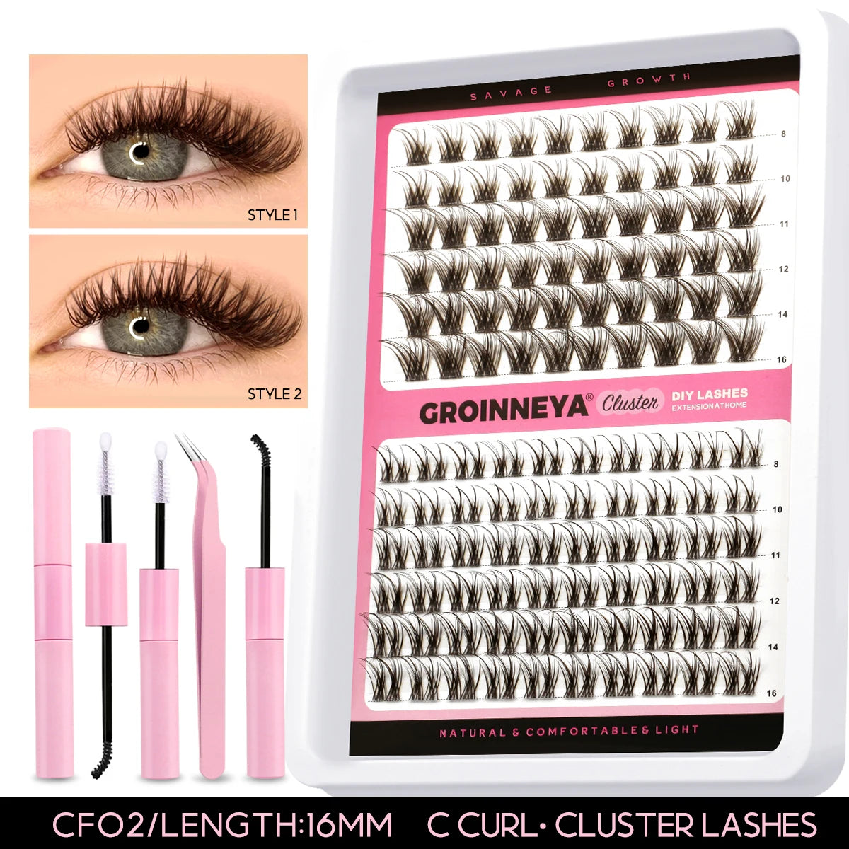 Lashes Clusters Set Extensions Kit Fake Eyelashes Mix Lash Clusters with Lash Bond Seal and Lash Applicator Tool Makeup