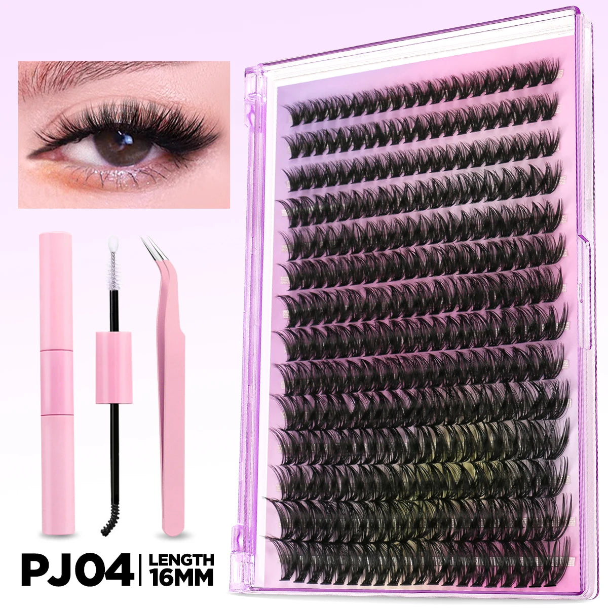 Lash Clusters Kit DIY Lash Extension Kit Individual Lashes Cluster with Lash Bond & Seal & Remover Eyelashes Extension