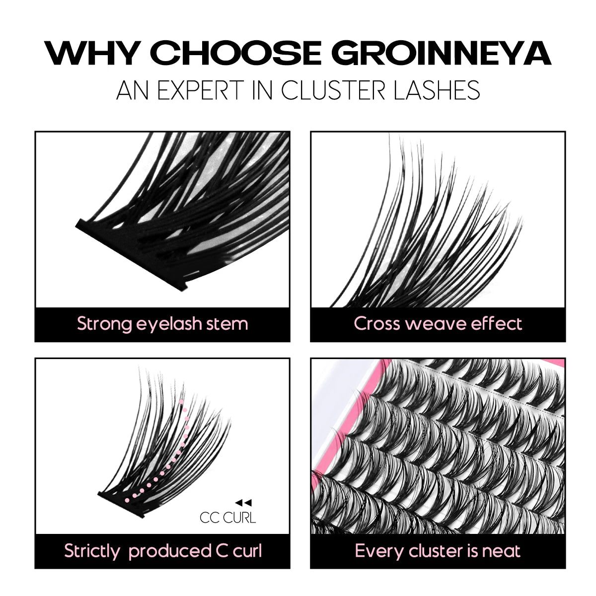 Lashes Clusters Set Extensions Kit Fake Eyelashes Mix Lash Clusters with Lash Bond Seal and Lash Applicator Tool Makeup