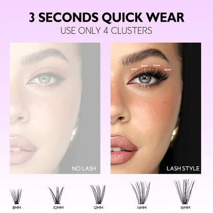 Lash Clusters Kit DIY Lash Extension Kit Individual Lashes Cluster with Lash Bond & Seal & Remover Eyelashes Extension