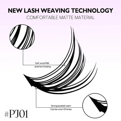 Lash Clusters Kit DIY Lash Extension Kit Individual Lashes Cluster with Lash Bond & Seal & Remover Eyelashes Extension
