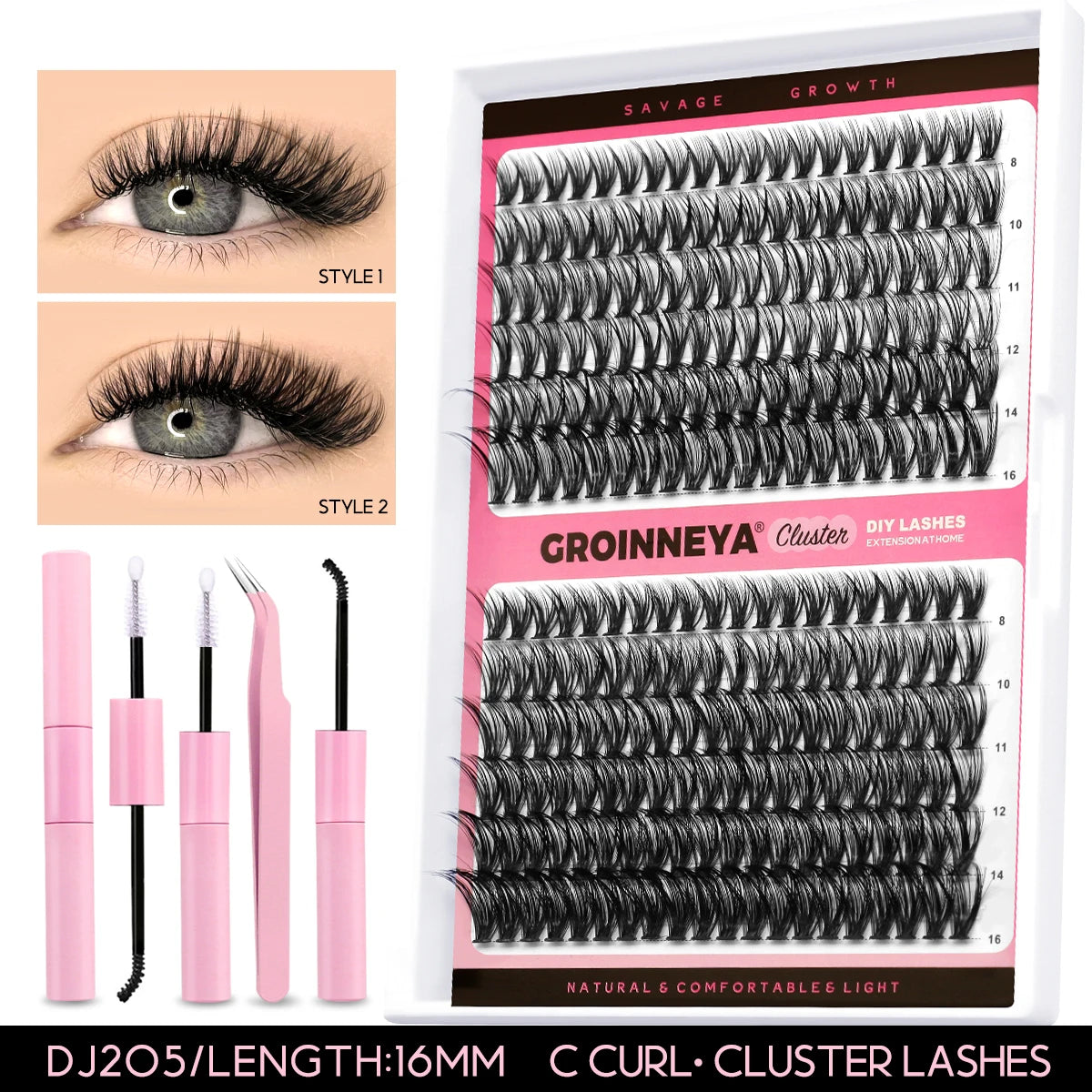Lashes Clusters Set Extensions Kit Fake Eyelashes Mix Lash Clusters with Lash Bond Seal and Lash Applicator Tool Makeup
